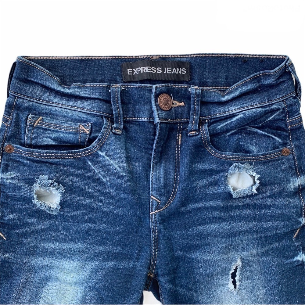 EXPRESS Trendy Distressed Bermuda Shorts Sz 00 - Picture 4 of 14